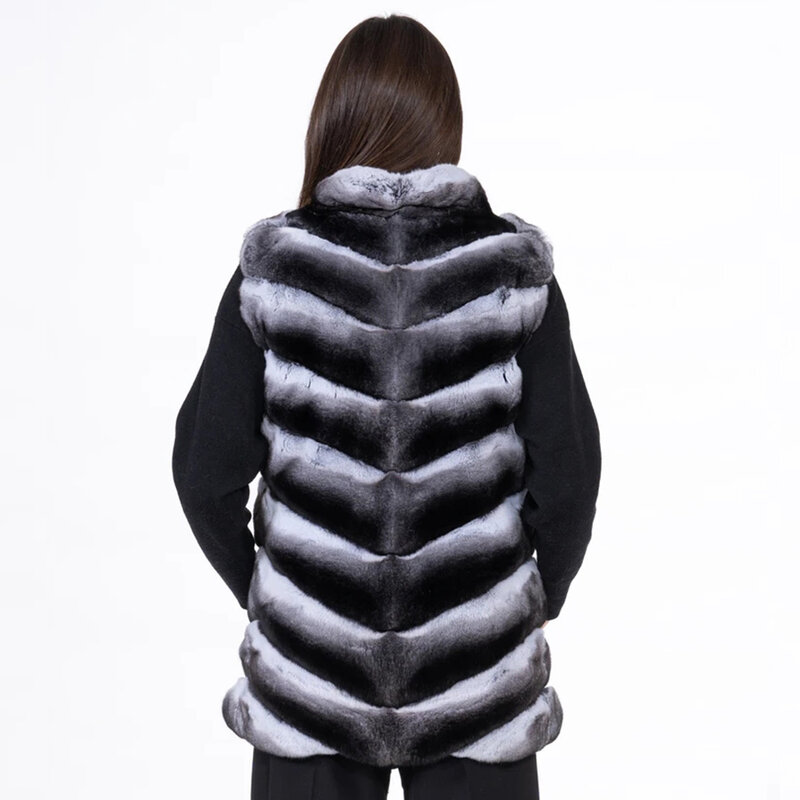 Fur Vest Women Real Rex Rabbit Fur Vest Chinchilla Fur Jacket For Women Warm Winter Vests Hot Sales