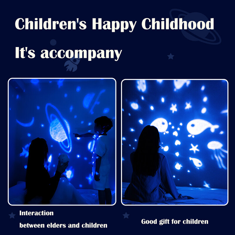 Luce di proiezione astronauta con musica ricaricabile luce notturna a LED a 3 colori lampada d'atmosfera a 3 modelli regalo di festa per bambini