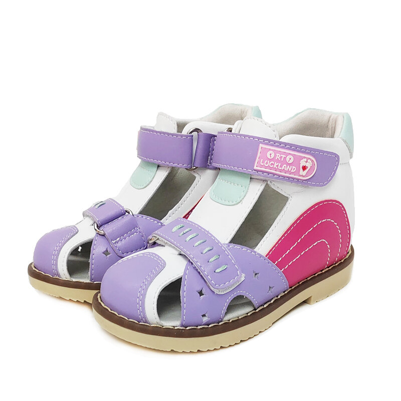 Ortoluckland รองเท้าหนังรองเท้าแตะฤดูร้อนผู้หญิงสำหรับเด็ก, รองเท้าหนังปิดนิ้วเท้าสำหรับเด็กผู้ชายเด็กวัยหัดเดินแบบแฟชั่นใหม่8age 2To