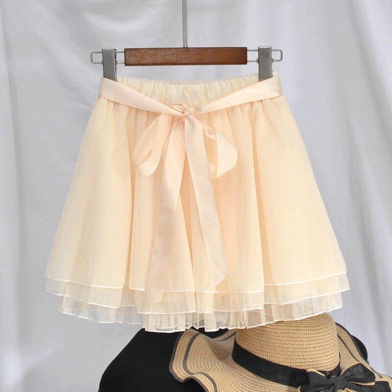 Nighpha-Mini jupe trapèze en mousseline de soie pour femmes, jupes courtes d'été avec short