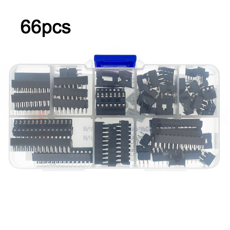66 buah Set Holder Chip IC 6P hingga 28P, pemegang Chip jarak untuk menemukan Chip IC yang diinginkan dan memastikan koneksi yang akurat