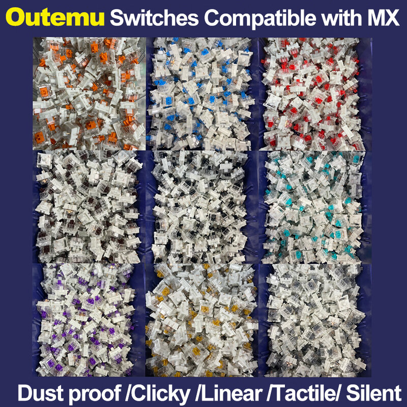 Outemu – Interrupteurs pour clavier mécanique, noir, bleu, marron, rouge, pour sockets CIY, SMD, 3 broches fines, compatible avec interrupteur MX