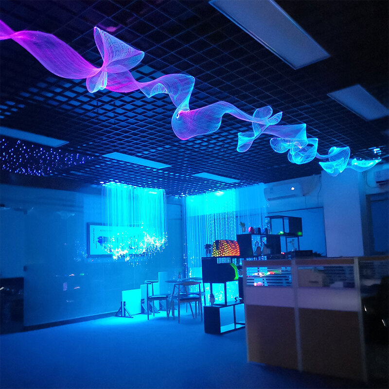 LED 조명용 플라스틱 광섬유 메쉬, 빛나는 천장 나무 벽 배경, 가정 장식, 광섬유 그물 조명