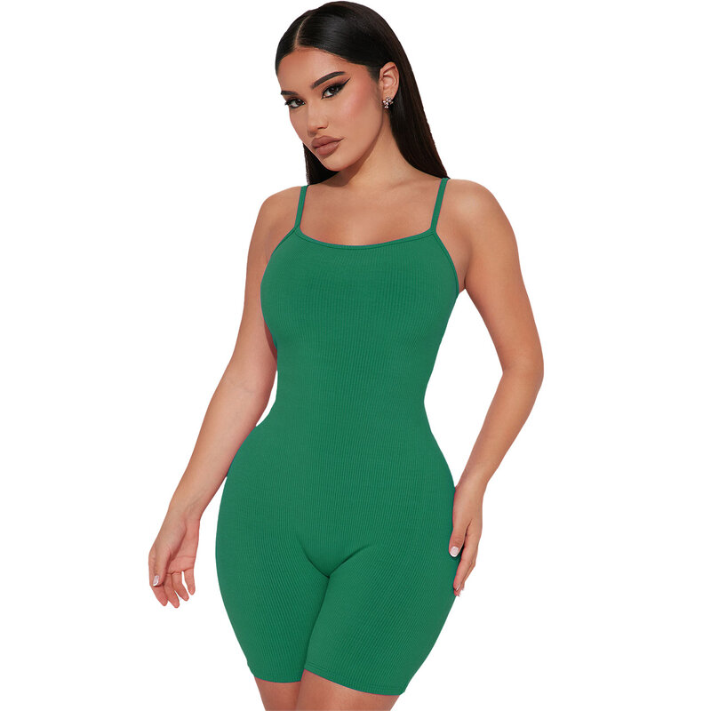 Szkzk Sexy Camis Vest Bodycon Jumpsuit For Women Night Club Rompers Party Evening Clubwear Tight Backless Shorts Jumpsuits