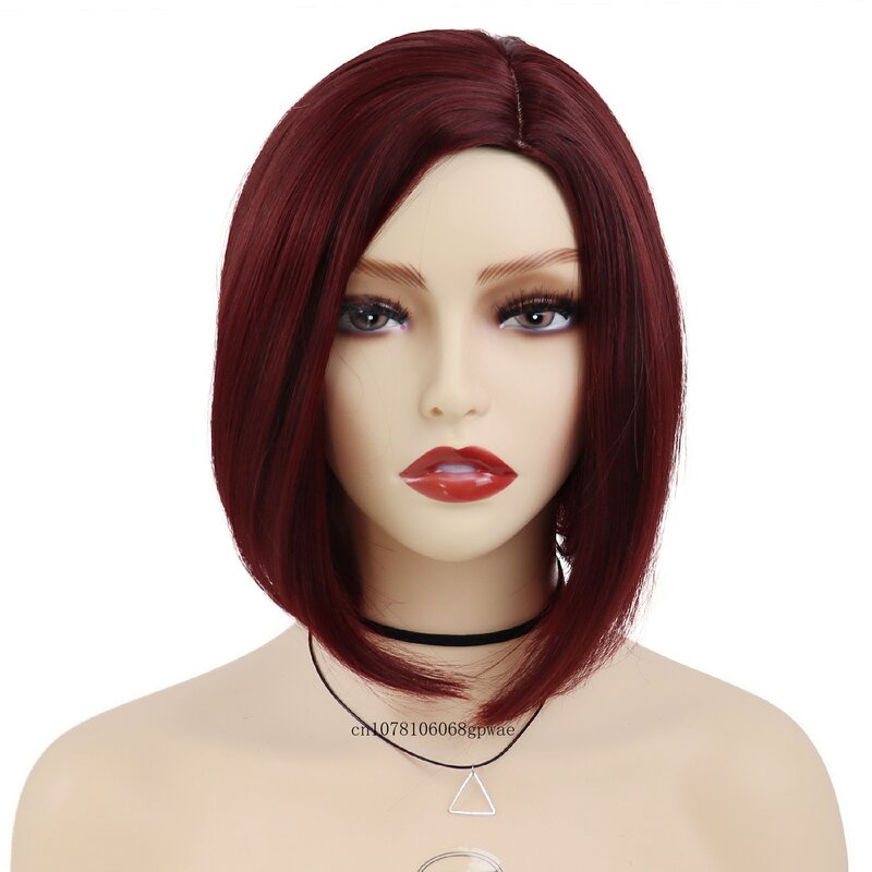 Модный красный парик, синтетические волосы, короткие прямые парики в стиле Боб для женщин, женские термостойкие натуральные волосы, костюм для косплея