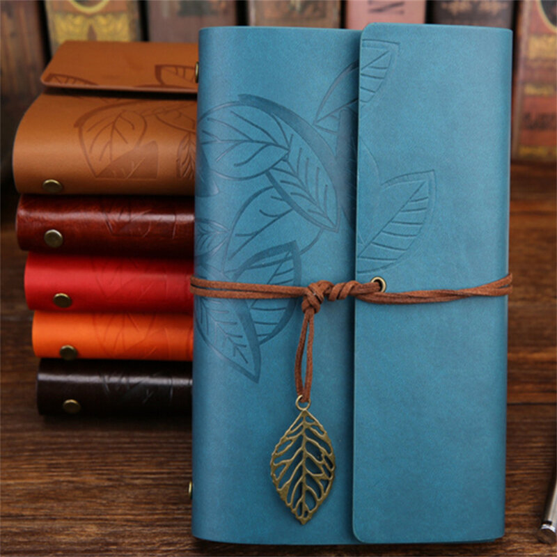 Kulit menulis jurnal Notebook perjalanan menulis Retro liontin klasik timbul Vintage kulit Notebook hadiah kreatif