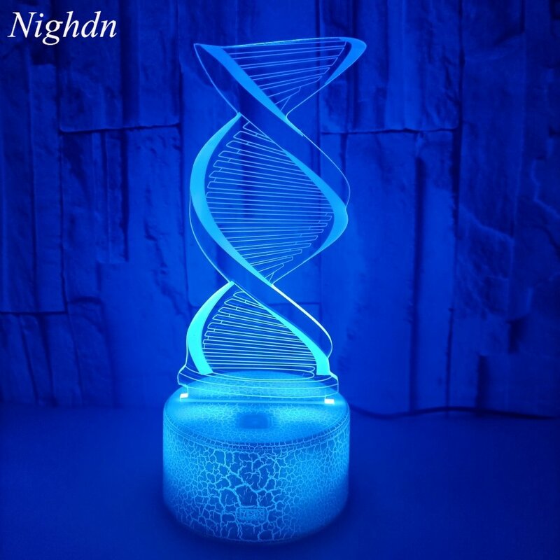 Nighdn Dna Model 3D Illusion Lamp Led Night Light Met 7 Kleuren Veranderende Nachtlampje Slaapkamer Bureaulampen Voor Kinderen Geschenken home Decor
