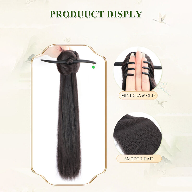 Jepit rambut palsu ekor kuda cakar, aksesori rambut panjang Natural serat tahan panas sintetis untuk penggunaan sehari-hari wanita