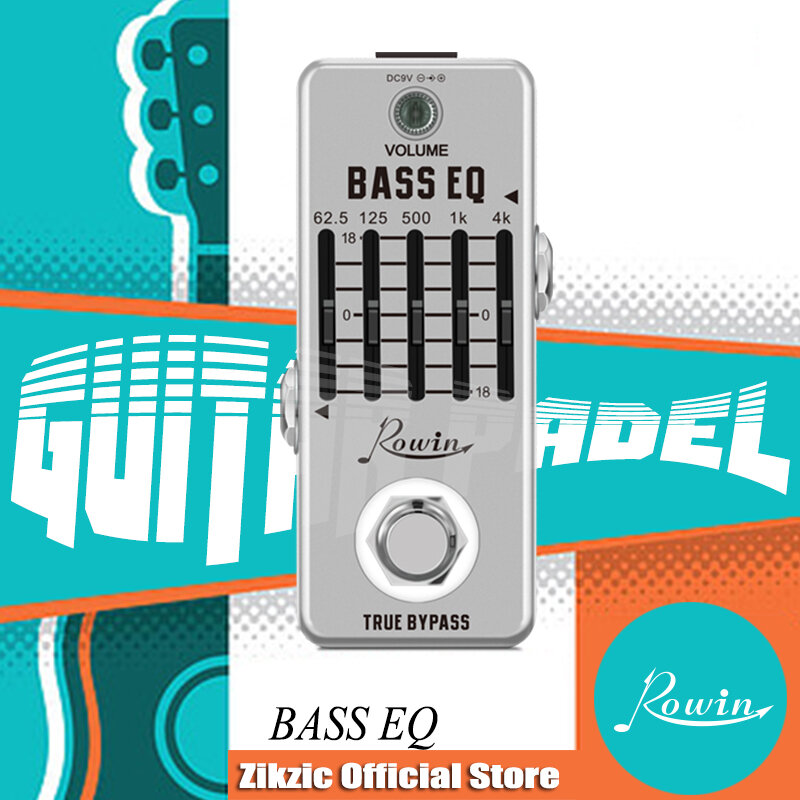 Rowin LEF-317B Bass EQ Pedal 5 Band Pedal Equalizer untuk Gitar Bass dengan 5 Band Grafis Mini Ukuran True Bypass