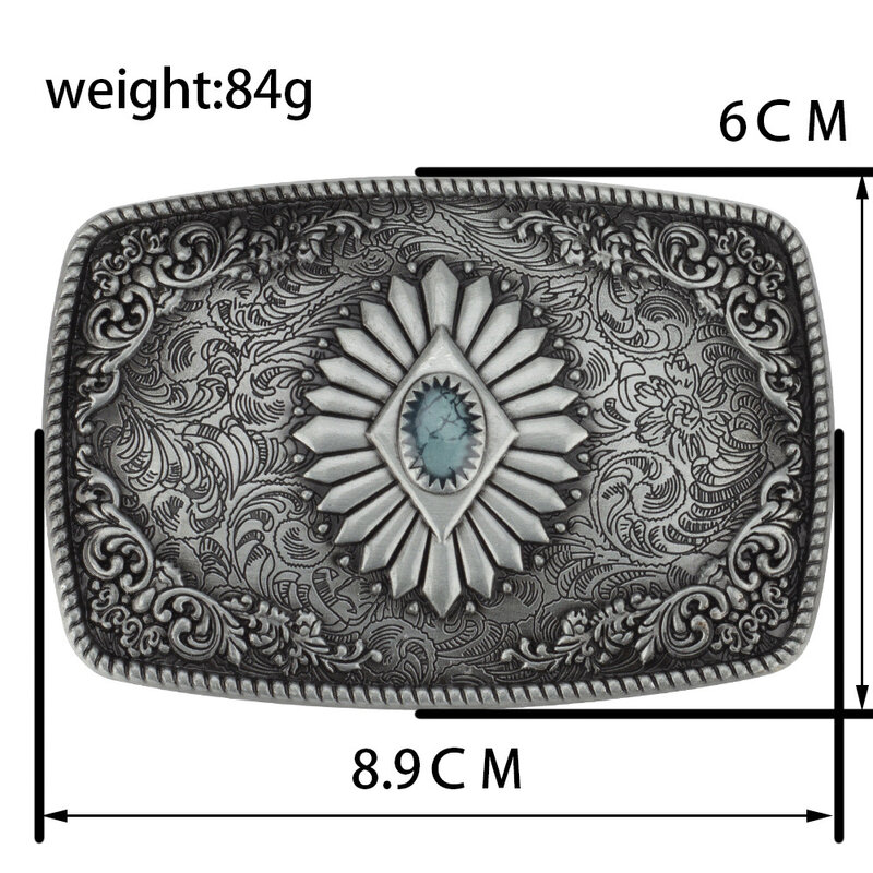 Cheapify Dropshipping Rec West Cowboy Men Belt Buckle 40mm Fashion Indian Sapphire Luxury Brand Design Male Jeans Gifts