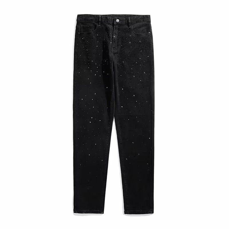 New Fashion Hot Drill Luxury Brand Men's Slim Denim Jeans Casual Black Pencil Trousers Spring Autumn Design Streetwear Pants