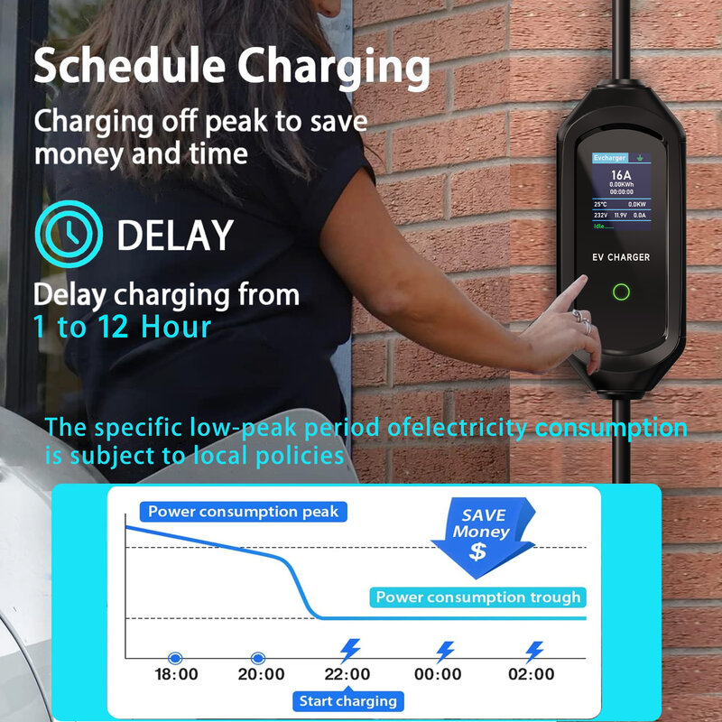 AFEEV 3.5KW 16A 1Phase Portable EV Charger Type2 IEC62196-2 Electric Car Charger EVSE Fast Charging Wallbox EV Charging Station