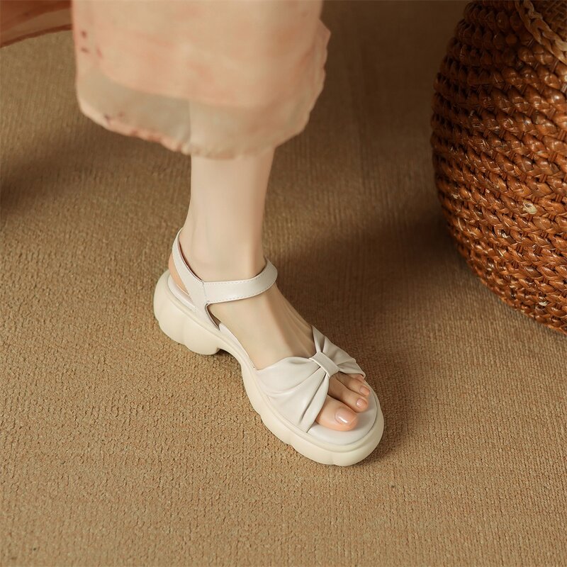 RIZABINA-sandálias plataforma para mulheres, dedo do pé redondo, fundo grosso, sapatos slingback diários de verão, sapatos concisos de escritório, tamanho 36-43, 2024