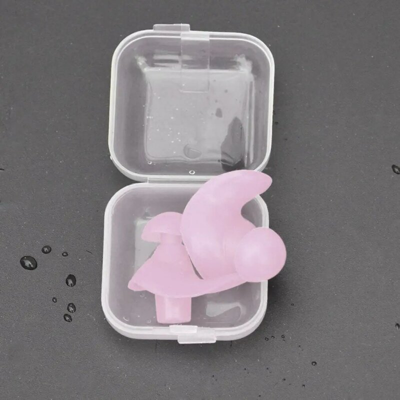 Tampões de silicone à prova d'água profissionais, plugue suave anti-ruído para adultos e crianças, tampões de natação rosa, 1 par