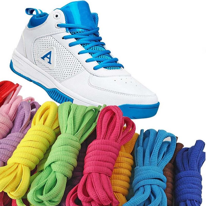 Laços de sapato oval para esporte, meia rodada cadarços atléticos, tênis de corrida cadarço, cordas de sapato, 20 cores, 60 cm, 90 cm, 100 cm, 120 cm, 150cm, 1 par