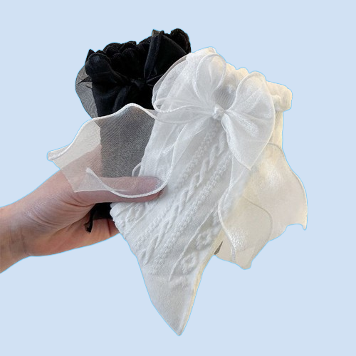 Calcetines cortos de Lolita para mujer, medias finas con volantes, color blanco y negro, 6 pares