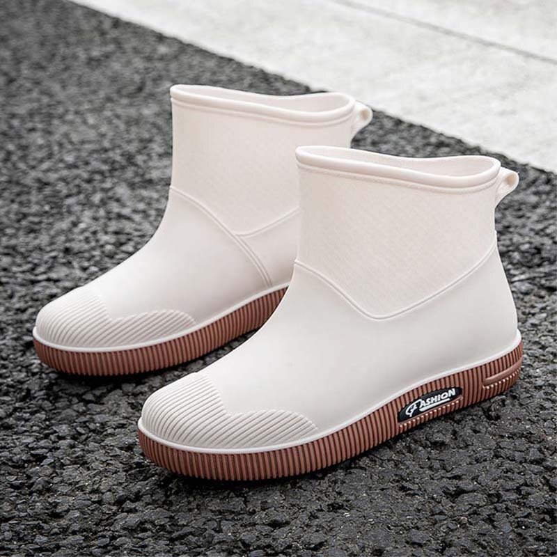 女性のための完全なゴム製ブーツ,足首までのゴムの保護靴,防水,庭の安全