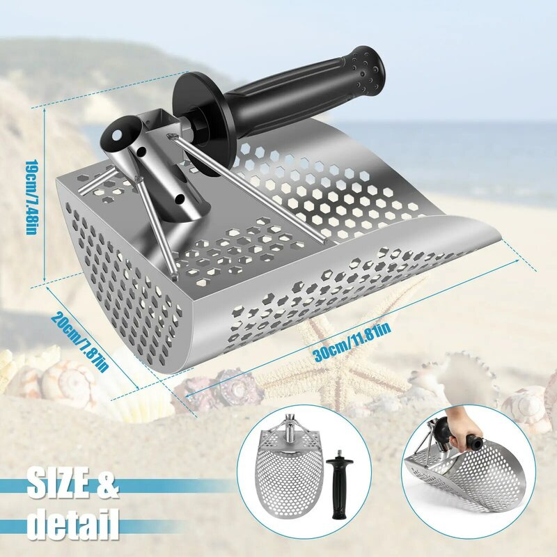 Cuchara de arena para detección de metales, herramienta de detección de metales de acero inoxidable, resistente, encuentra en la playa