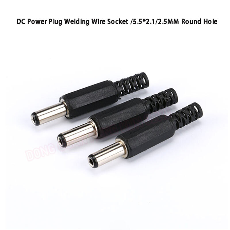 DC Power Plug DC-005 Welding Wire Type Power Connector 5.5*2.1/2.5mm Round Hole DC Plug 10 Pcs