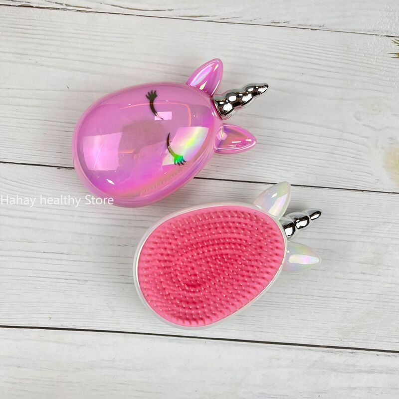 Mini Magic Hot Hair Comb Detangling Hair Brush Cartoon Unicorn Shower TT Comb for Travel Professional Massage Salon Styling Tool
