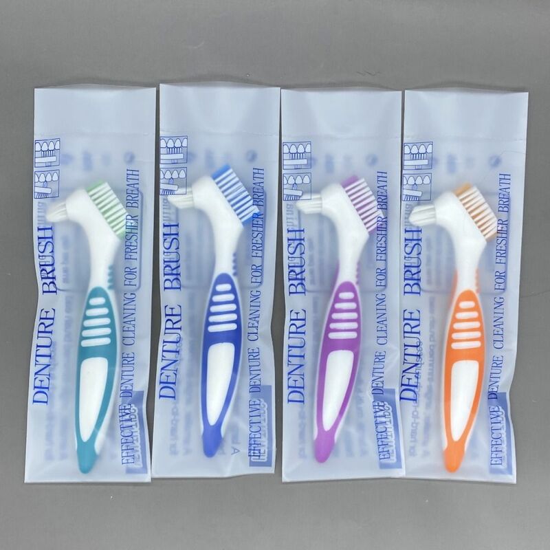 Setole multistrato gomma Han dle igiene orale strumento per l'igiene orale spazzolini da denti per protesi spazzolino per denti finti spazzola per la pulizia della protesi