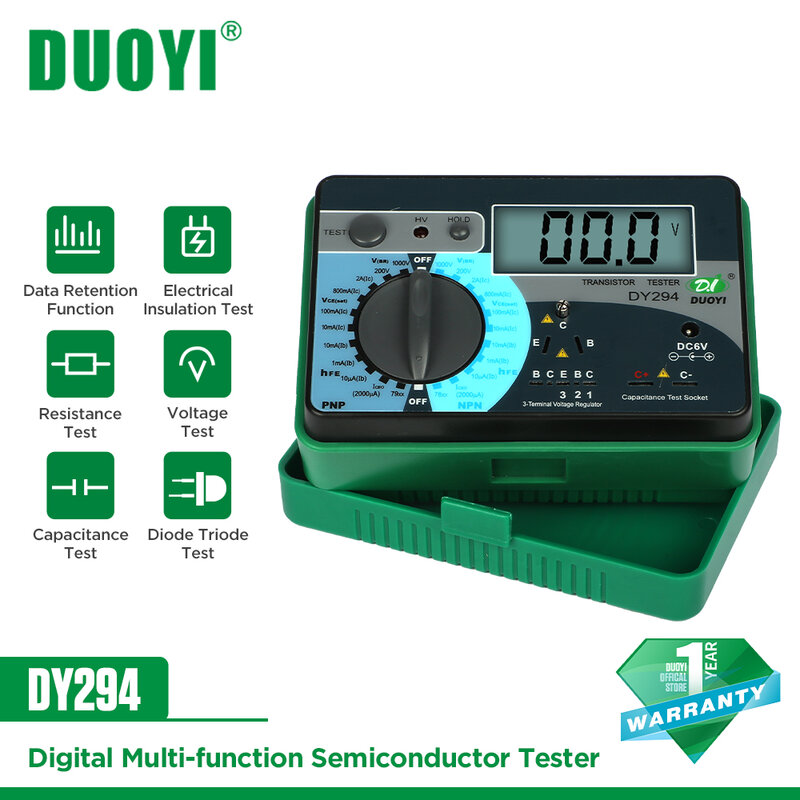 DUOYI-Analizador de transistores Digital multifunción DY294, probador de diodo Semiconductor, triodo inverso, capacitancia de voltaje CA CC FET