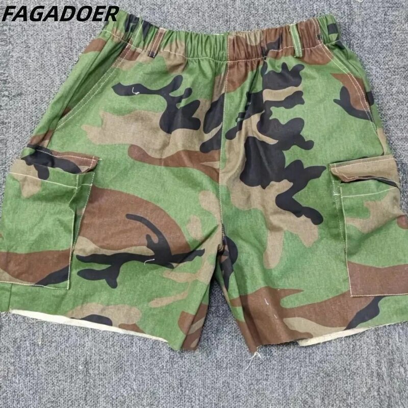 Fagadoer Mode Camouflage Printshorts Vrouwen Hoge Taille Losse Sportieve Shorts Casual Dames Zak Broek Kleding 2023