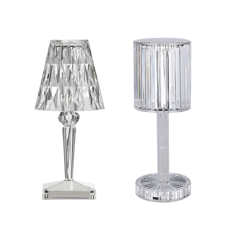 Lampe de Table en Diamant Acrylique Rechargeable par USB, Luminaire Décoratif en Clip, Idéal pour un Bureau, une Chambre à Coucher, un Bar ou comme Cadeau
