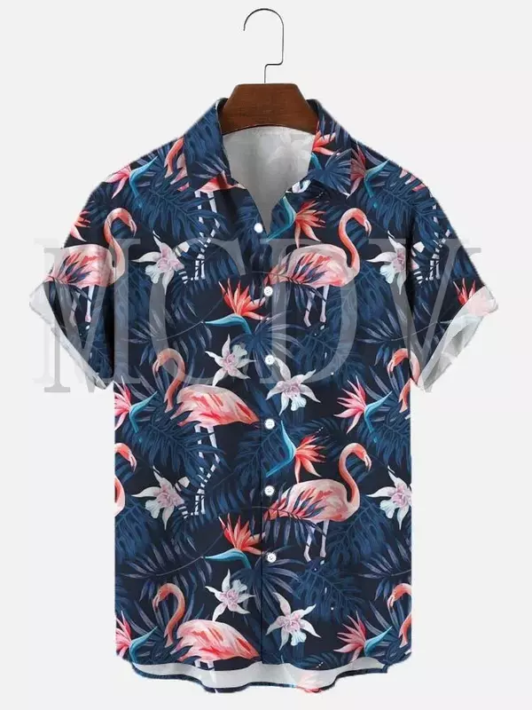 Tops de verano para hombre y mujer, camisas hawaianas de manga corta con bolsillo en el pecho, transpirables, informales, con estampado Floral Vintage