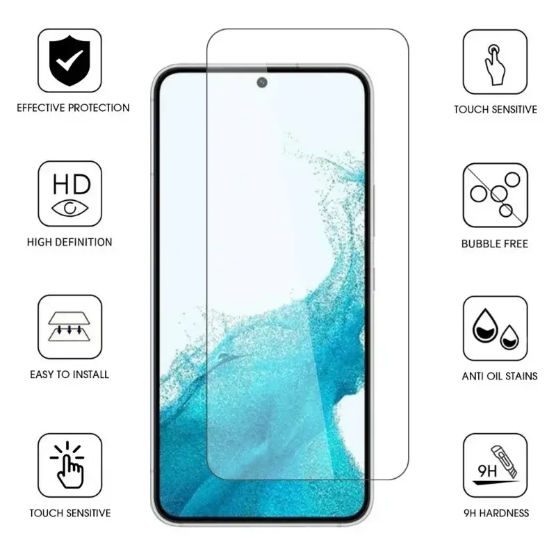 Verre déverrouillé pour Samsung Galaxy S24 Ultra S23 Plus FE S24Plus, protecteur d'écran, anti empreintes digitales, verre guatémaltèque