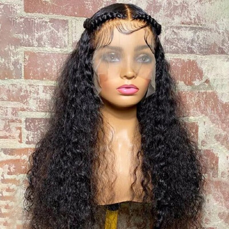 Long 26Inch 180Density Black Kinky Curly Lace Front Wig Long For  Black Women Babyhair Heat Resistant Preplucked Glueless Daily