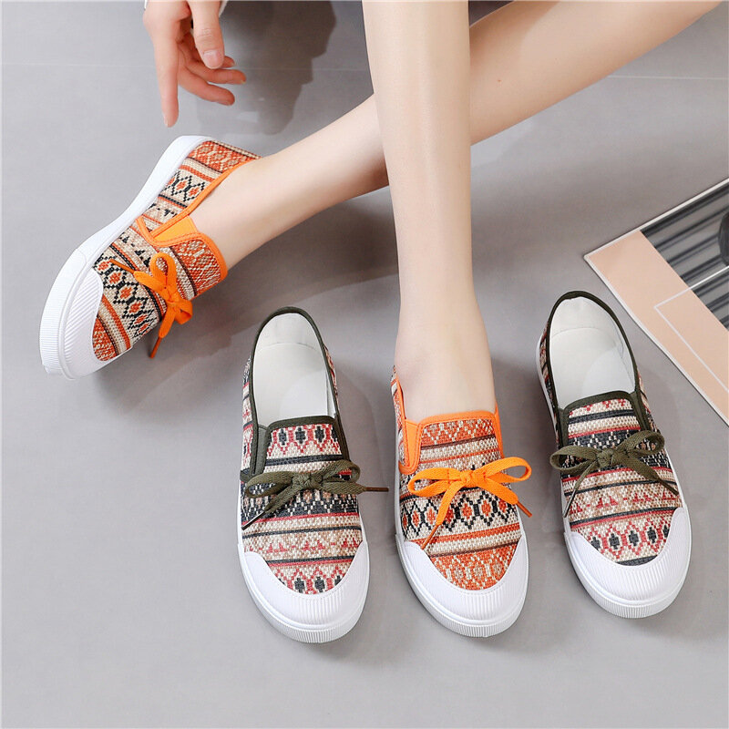 2024 Spring New Canvas Shoes Female Korean Version of The Old Beijing Casual Student Cloth Shoes Sneakers