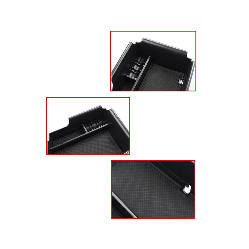 Kotak penyimpanan sandaran tangan konsol depan mobil hitam wadah penata dengan alas antiselip cocok untuk Hyundai Elantra 2021-2023