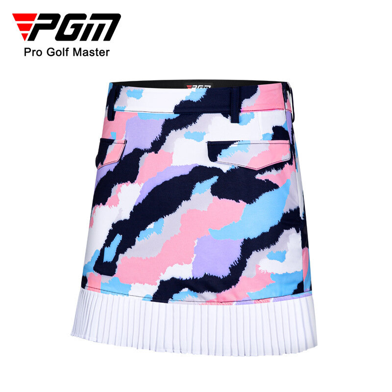 PGM Golf Ladies Summer Short Skirt Fashion Multicolored Print Waterproof Pleated Skirt Back Swing Skirt