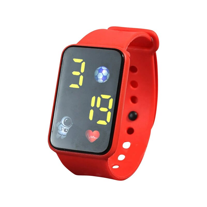 Reloj de pulsera electrónico impermeable con pantalla LED, banda de silicona sólida con patrón de astronauta lindo, reloj deportivo con monitoreo de frecuencia cardíaca
