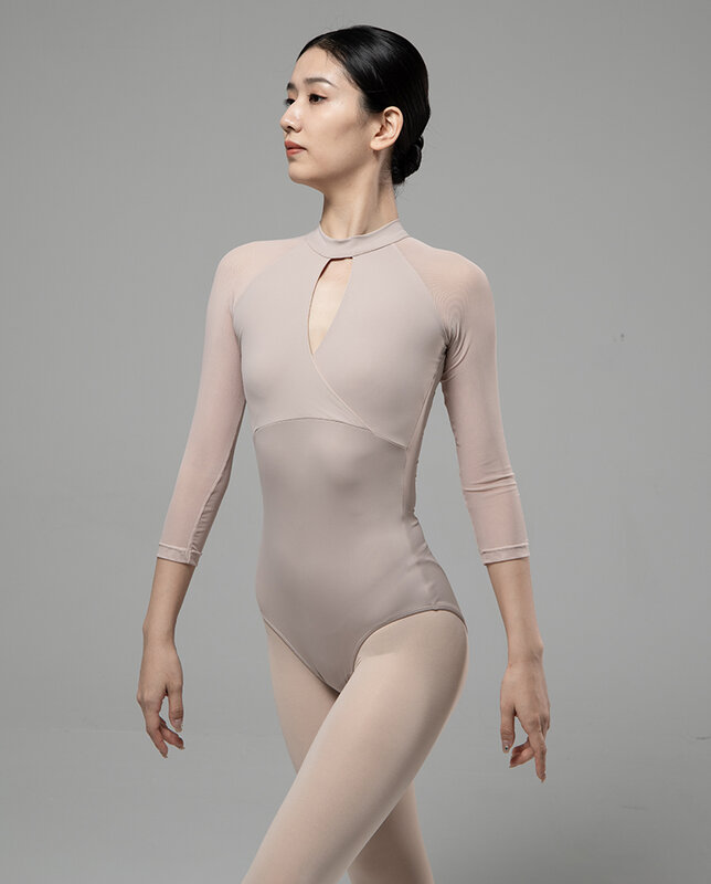 Leotardo de baile de Ballet para mujer adulta, traje de manga larga de alta calidad para práctica de baile, ropa elegante para gimnasia