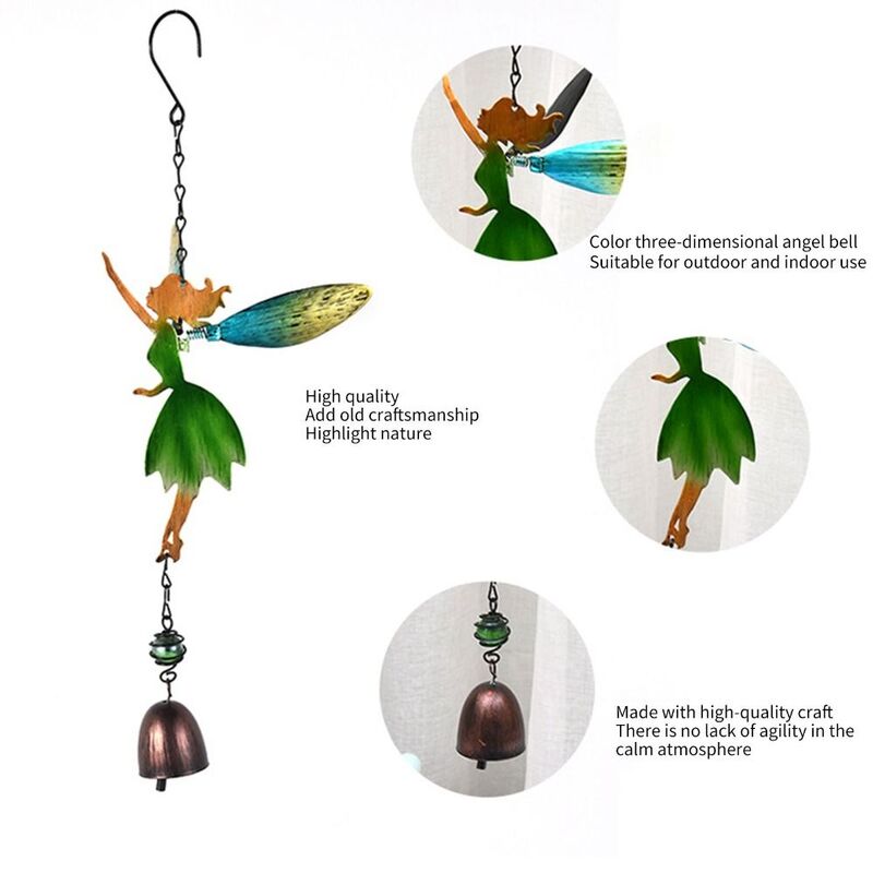 Cloche d'ange colorée en fer, pendentif créatif, elfe, vent tendance, cour, fenêtre, décoration de porte