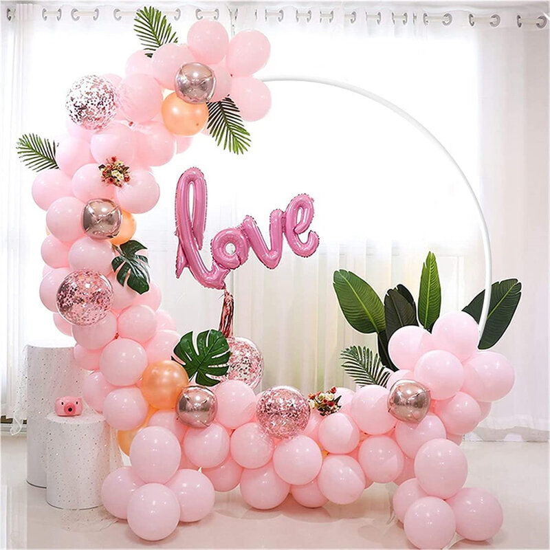 Pernikahan cincin besi dekorasi lengkungan pesta ulang tahun dekoratif latar belakang balon mendukung Kit dekorasi Baby Shower pesta meriah alat peraga