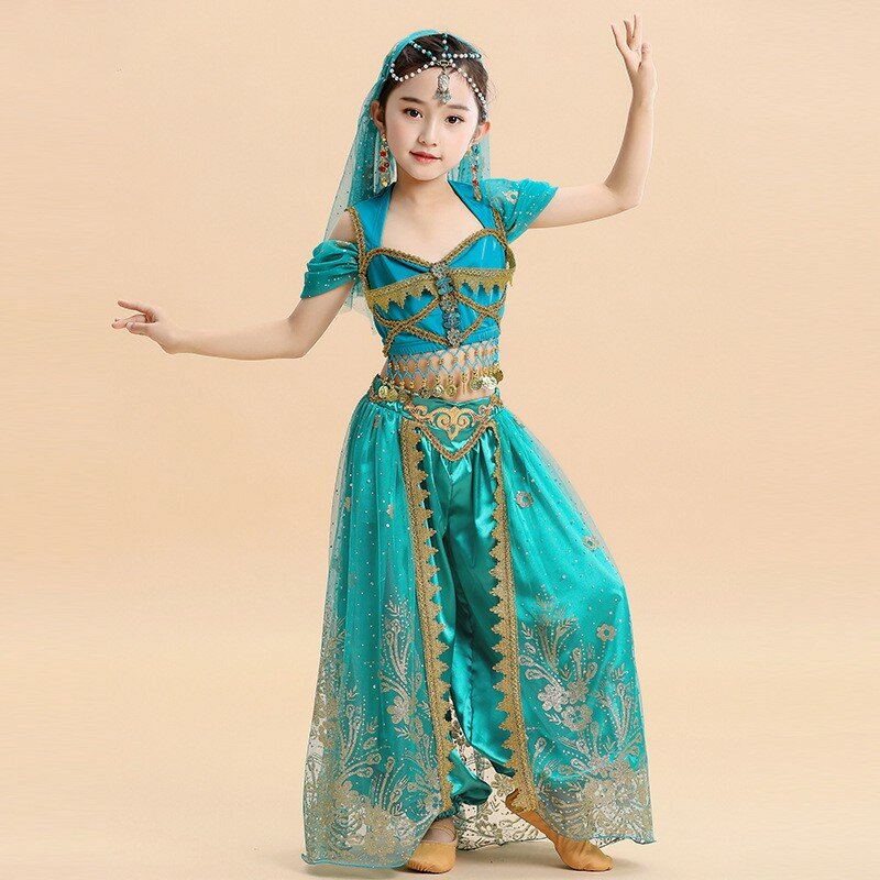 小さな女の子のためのベリーダンス服セット、インドのプリンセス、子供のためのbollwoodパフォーマンス