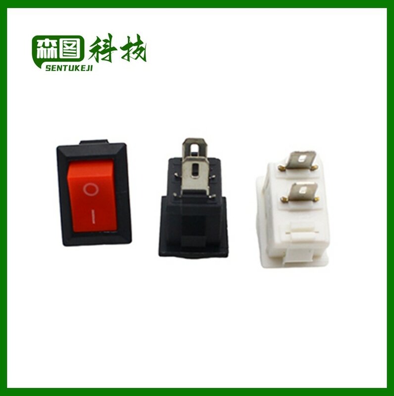 Interruptor de botón pulsador piezas, 10x15mm, SPST, 2 pines, 3A, 250V, KCD11, interruptor basculante de encendido/apagado a presión, 10MM x 15MM, negro, rojo y blanco