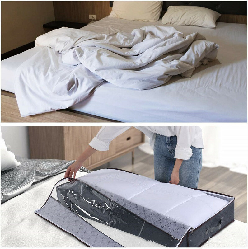 Bolsa de almacenamiento de gran capacidad para debajo de la cama, organizador portátil a prueba de polvo para ropa de armario, colcha plegable para el hogar