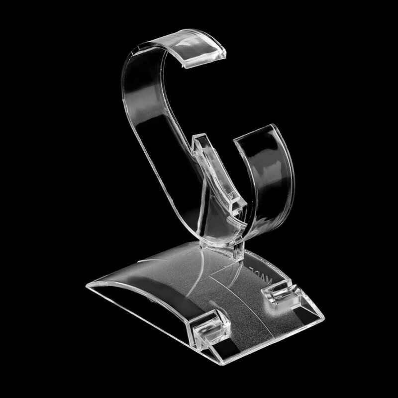 Gelang jam tangan ABS berbentuk C transparan, 1 buah gelang jam tangan mewah, penyangga tampilan gelang perhiasan plastik, dudukan perhiasan