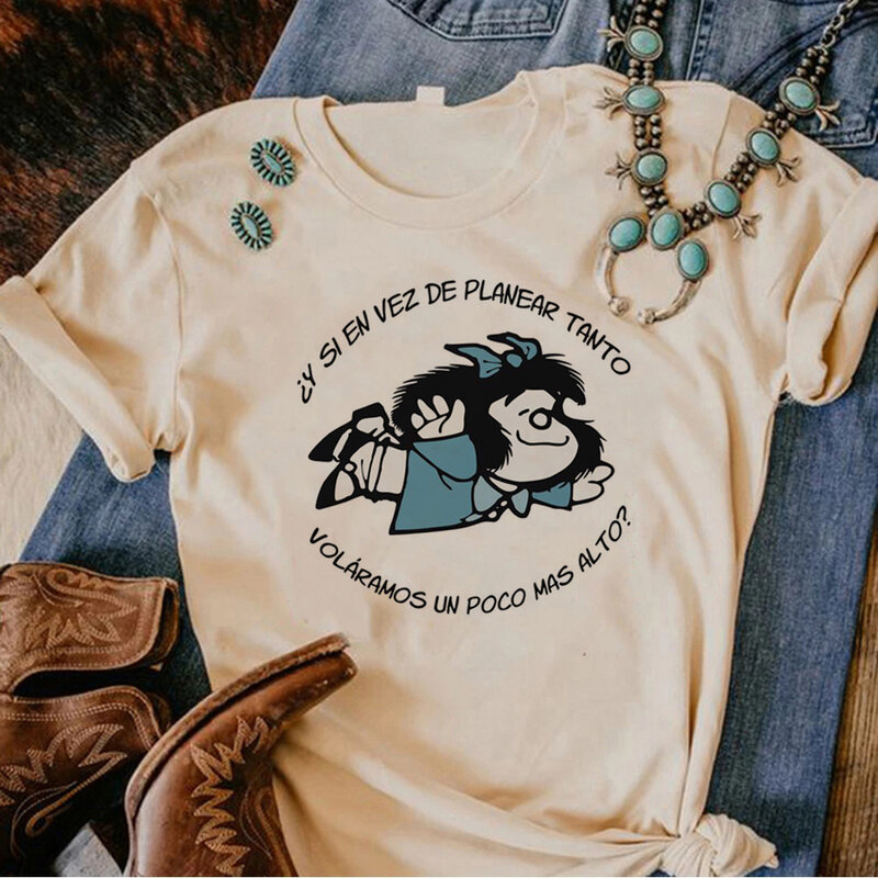 Mafalda T-Shirt Frauen Designer Manga T-Shirt weibliche Streetwear 2000s Designer-Kleidung