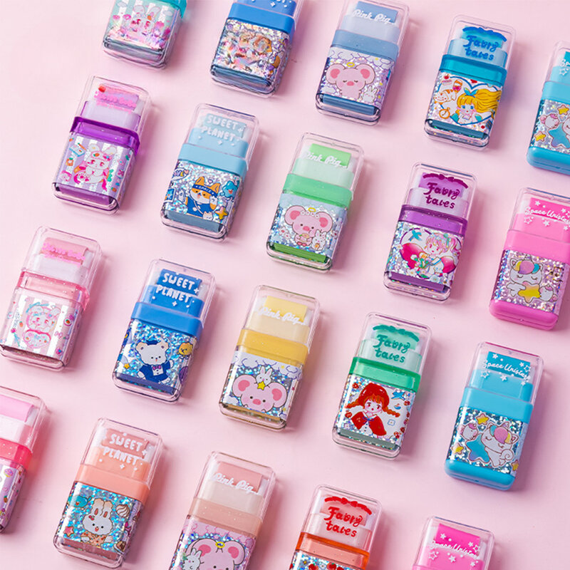 Iigen 4Pcs/set Fairy Tales Princess Roller Erasers Cute Eraser Collection School Supplies Japanese Kawaii Stationery Rubber