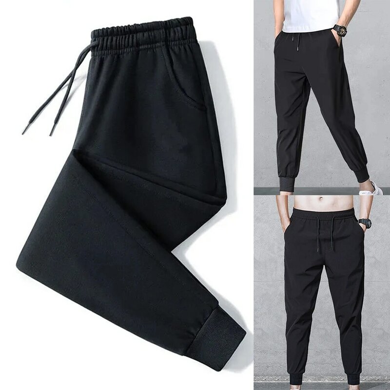 Pantalones deportivos con cordón de secado rápido para hombre, ropa informal de chándal Cargo, ropa de calle
