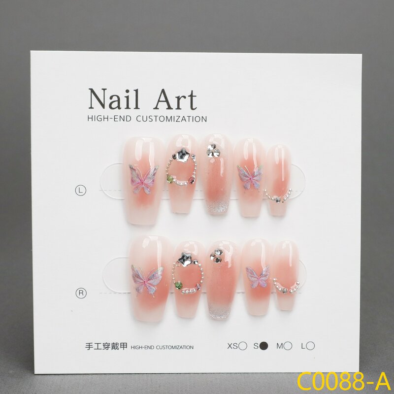 Medium Size Handmade press on nails stick-on nails fake nails nail art false nails  glitter wearing handmade armor for whitening