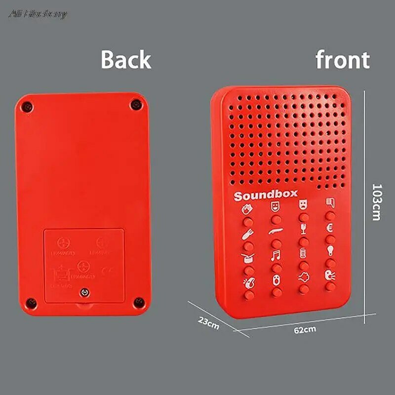Mini caja de sonido roja para niños y adultos, 16 efectos de sonido diferentes, caja de música de broma para fiesta, 16 botones divertidos, 1 unidad