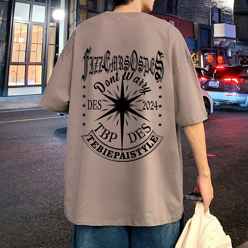 Camiseta de manga corta con estampado de letras Pi Shuai para hombre, camiseta de verano de algodón puro, camiseta pequeña y Popular, camiseta suelta