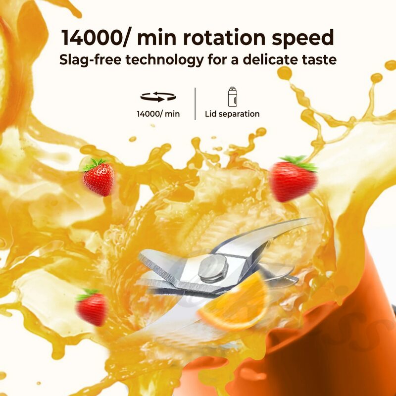 Licuadora portátil de 70W, potente licuadora de zumo fresco de 1000ML, 2 en 1, taza de acompañamiento, mezcladores exprimidores de naranja