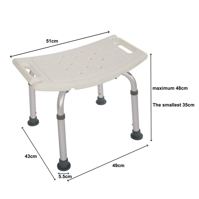 Ajustável Non-Slip Bath Chair, Shower Bench, Stool Seat, Safe Bathroom Environment Product, 6 engrenagens de altura, Idosos Banheira